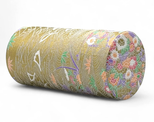 Yayoi Gold Washi Paper Wrapped Tea Canister (L) - Japanese