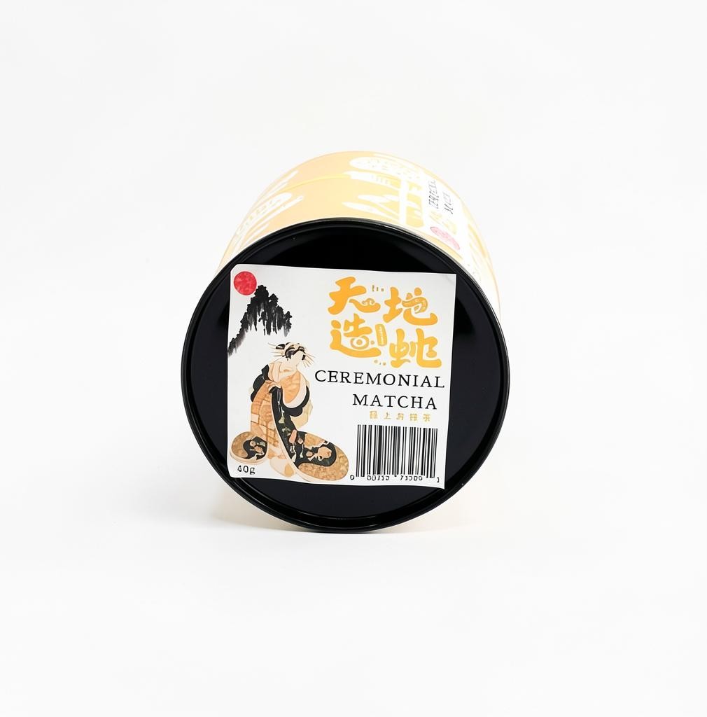 LISATA MATCHA ceremonial grade matcha in a reusable 40g Japanese tin with traditional geisha artwork