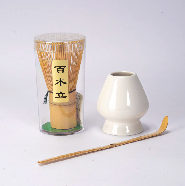 Matcha Whisk White Stand, Chasen & Scoop Set
