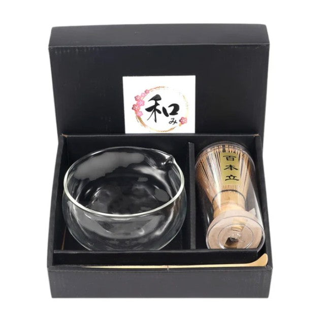 Matcha Set — 16oz Double Wall Glass Latte Bowl with Whisk & Scoop