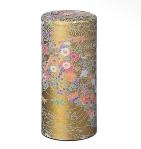 Yayoi Gold Washi Paper Wrapped Tea Canister (L) - Japanese
