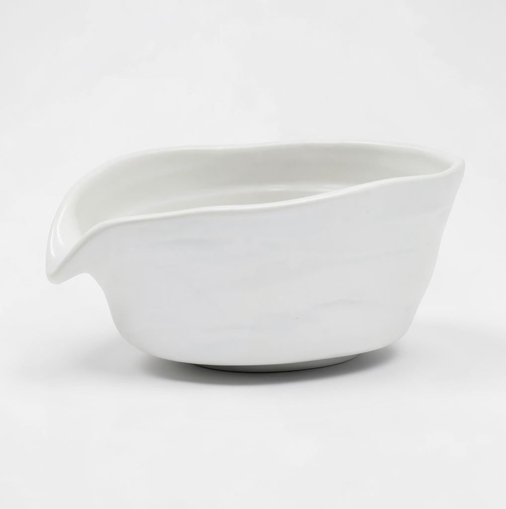 LISATA MATCHA 12oz white porcelain Katakuchi bowl with a convenient pouring spout for whisking and serving matcha